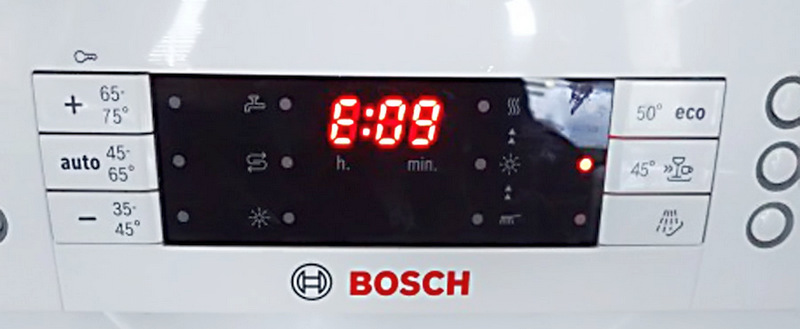 Ошибка E09 посудомоечной машины Bosch