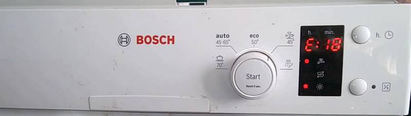 Ошибка E18 посудомоечной машины Bosch